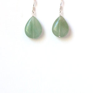 Green Teardrop Earrings with Aventurine and Sterling Silver