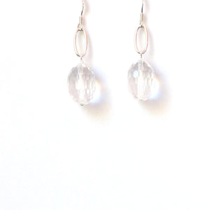 Clear Quartz Faceted Earrings with Sterling Silver