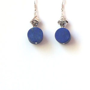 Blue Earrings with Matt Lapis Lazuli and Sterling Silver