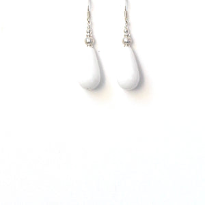 White Earrings with White Agate and Sterling Silver Beads