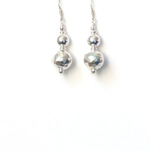 Sterling Silver Beaten and Smooth Ball Shape Earrings