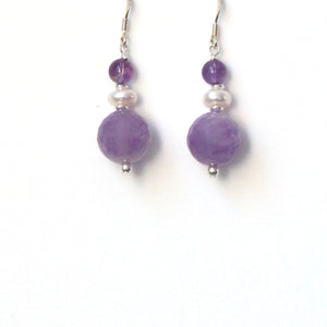 Purple Earrings with Lavender Amethyst Pearls and Sterling Silver