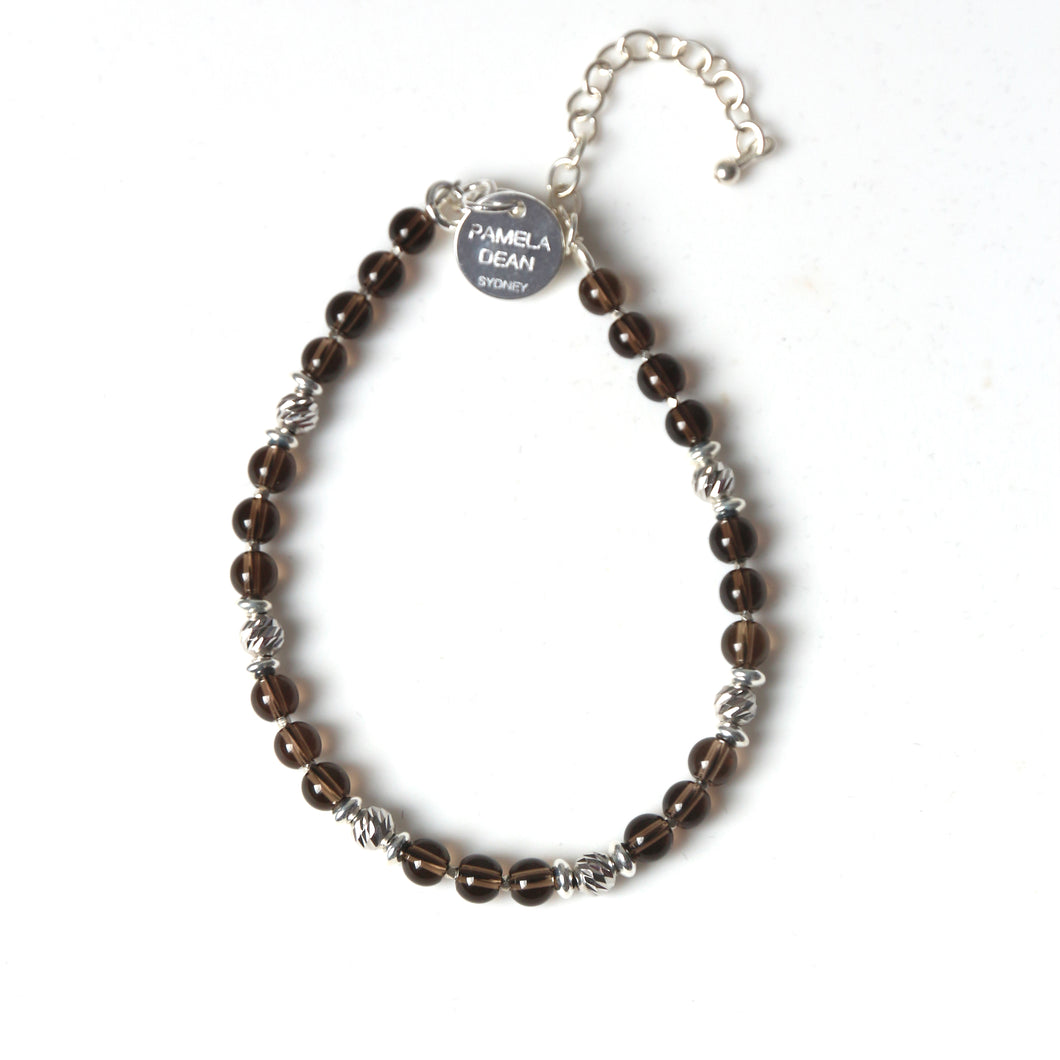 Brown Bracelet with Smoky Quartz and Sterling Silver