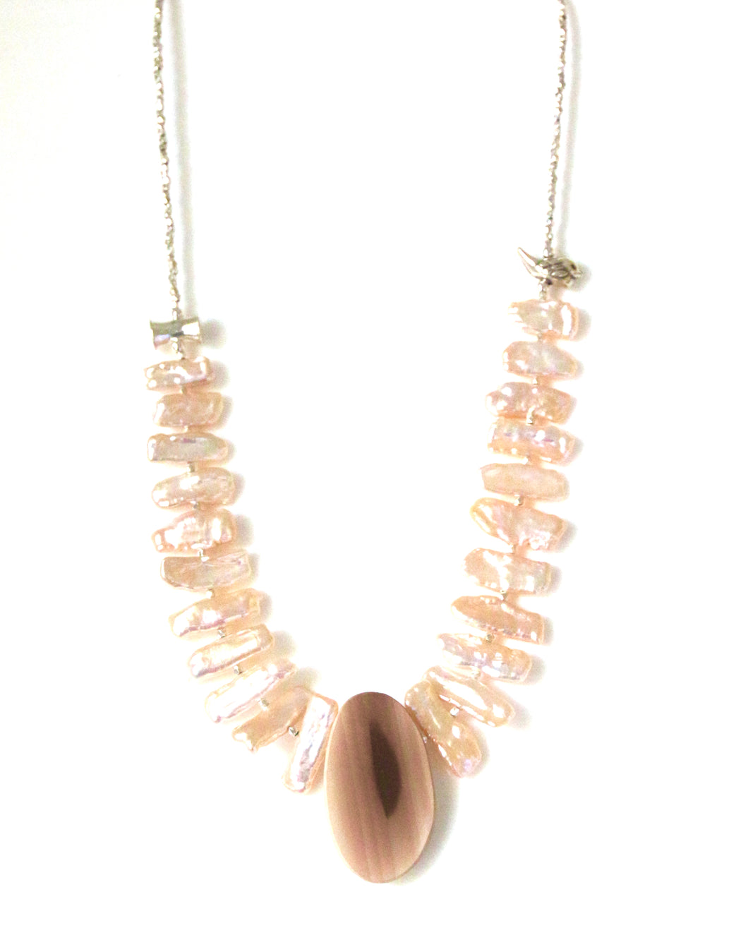 Australian Handmade Pink Necklace with Natural Pink Pearls Imperial Jasper and Sterling Silver