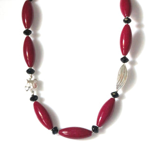 Australian Handmade Magenta Necklace with Dyed Jade Onyx and Sterling Silver