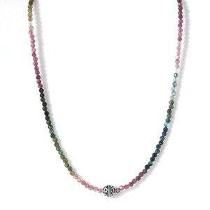 Australian Handmade Pink Necklace with Multiple Colour Tourmaline and Sterling Silver Centrepiece