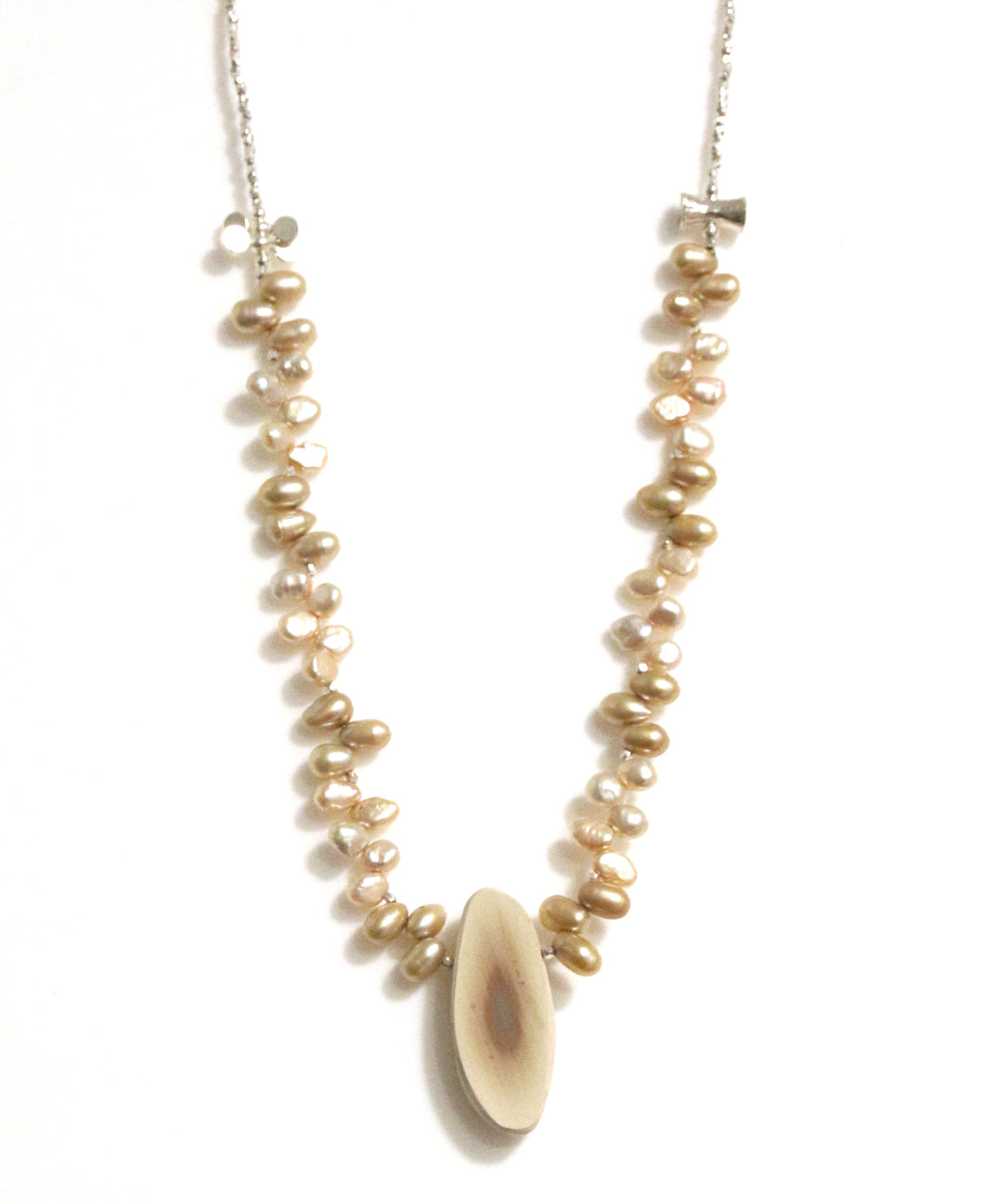Australian Handmade Keshi Pearl Necklace with Royal Imperial Jasper Pendant and Sterling Silver