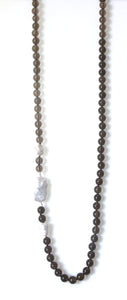 Australian Handmade Brown Necklace with Smoky Quartz Baroque Pearl and Keshi Pearls