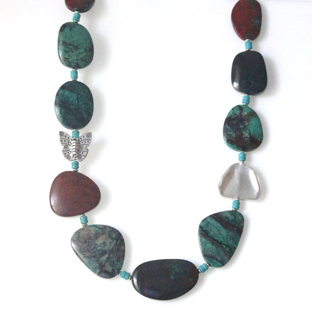Australian Handmade Turquoise Colour Necklace with Sonora Sunrise Howlite and Sterling Silver