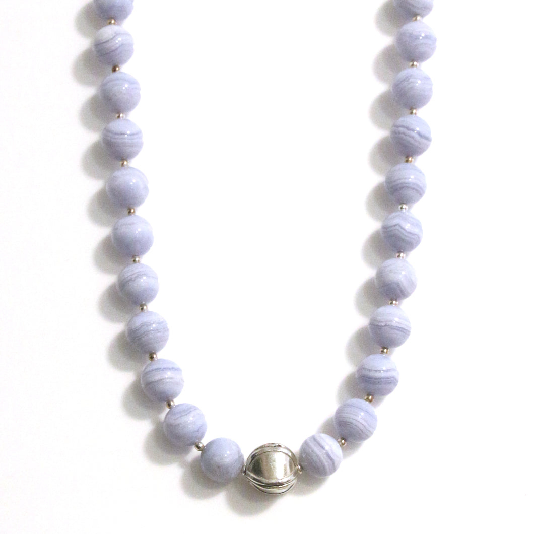 Australian Handmade Necklace with Blue Lace Agate and Sterling Silver