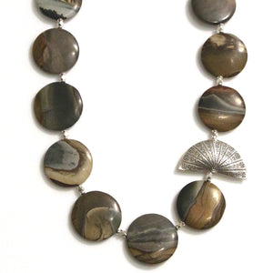 Australian Handmade Brown Necklace with Landscape Jasper and Sterling Silver