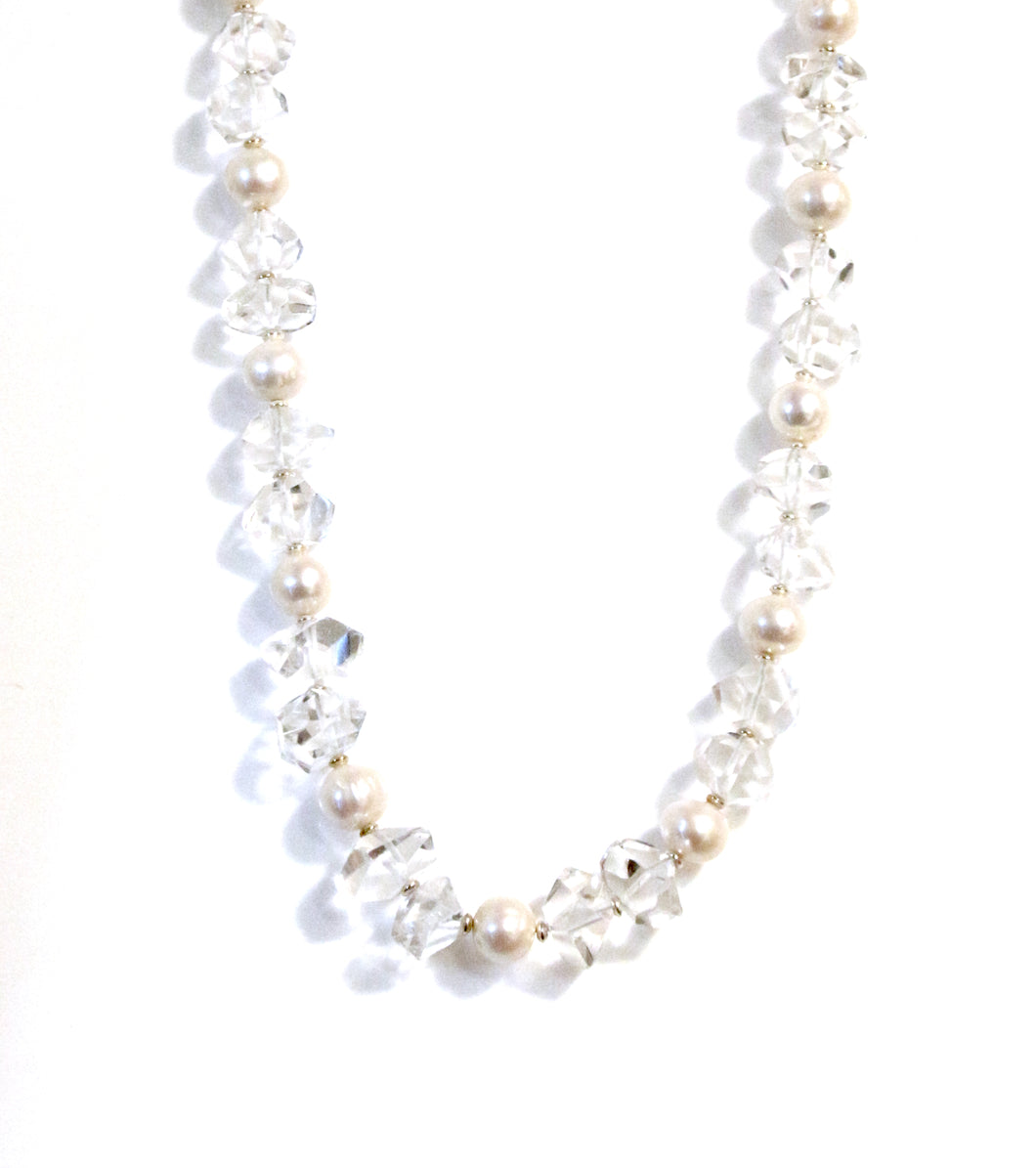 Australian Handmade Crystal Quartz Facetted Necklace with Pearls