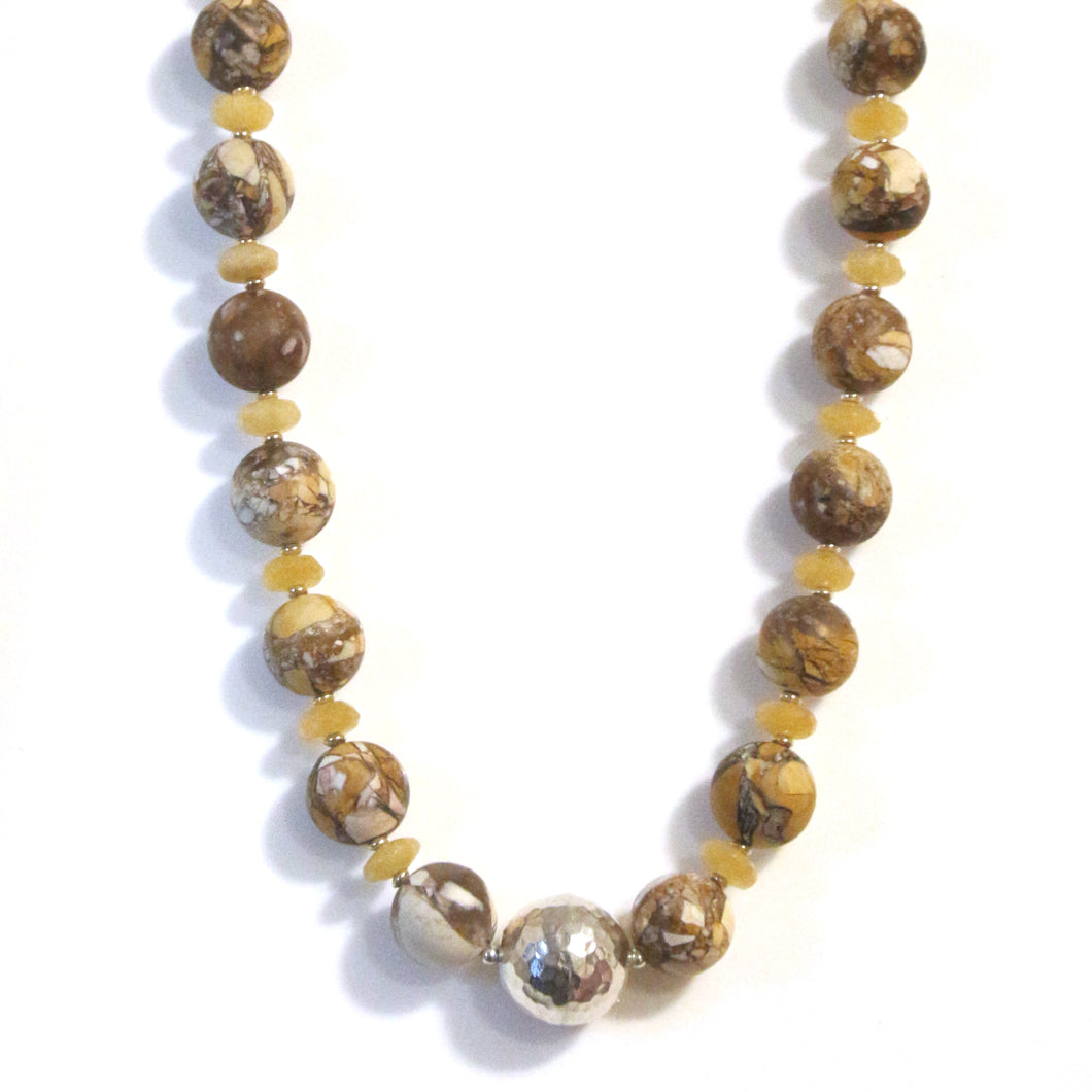 Australian Handmade Yellow Necklace with Bresciated Mookite Yellow Calcite and Sterling Silver