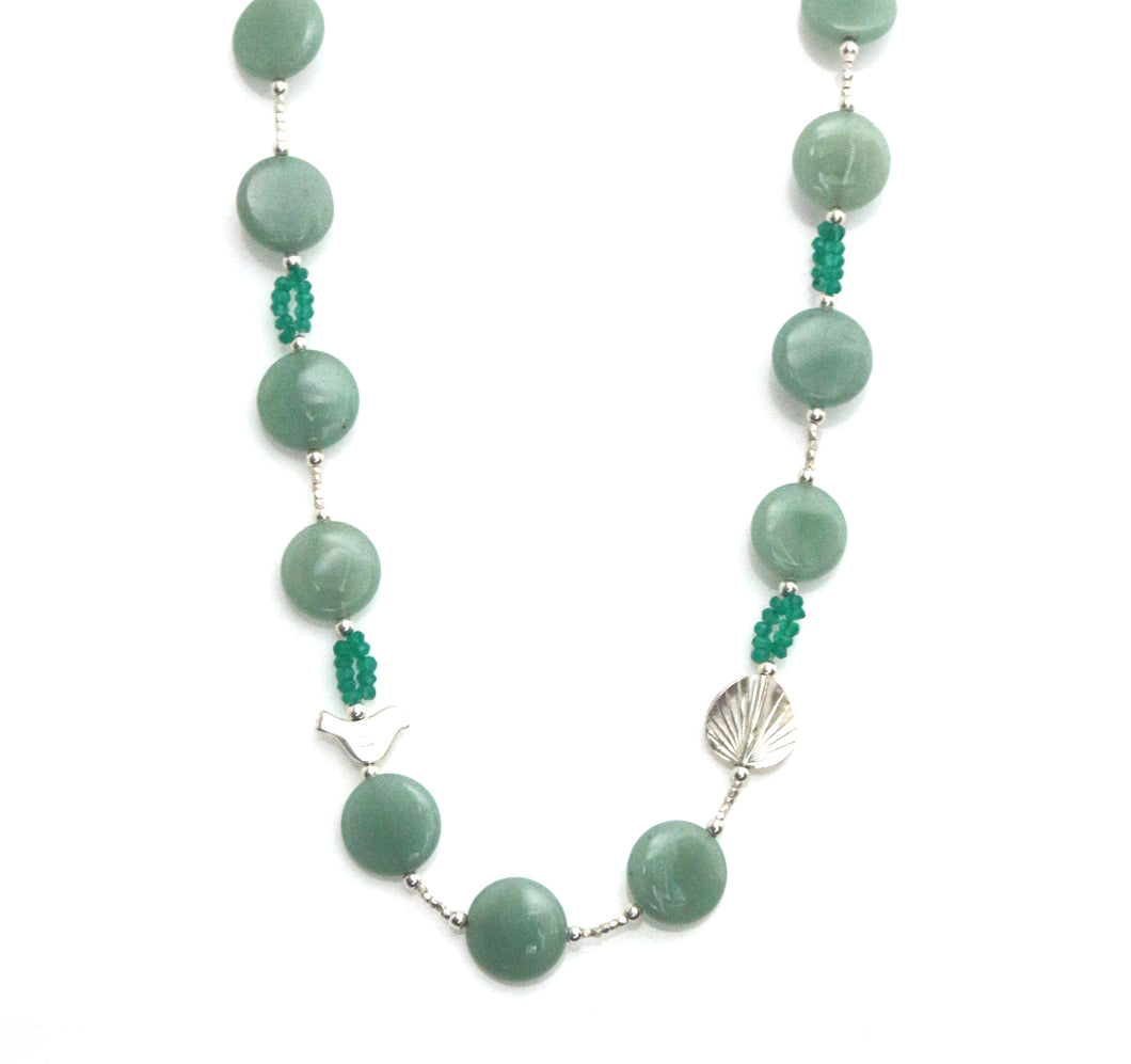 Australian Handmade Green Necklace with Aventurine Green Onyx and Sterling Silver
