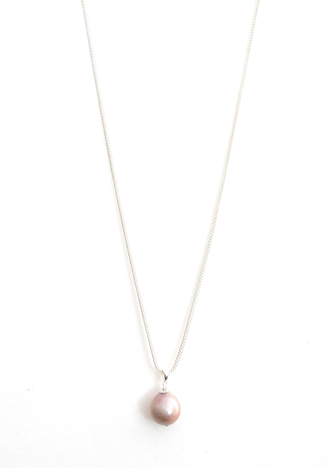 Australian Handmade Necklace with Natural Colour Pink Baroque Pearl and Sterling Silver Chain