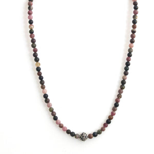 Australian Handmade Pink Necklace with Polished Tourmaline and Sterling Silver