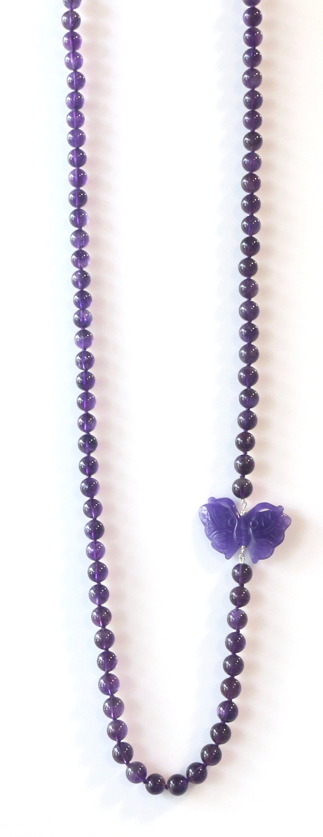Australian Handmade Purple Necklace with Amethyst and Purple Jade Butterfly