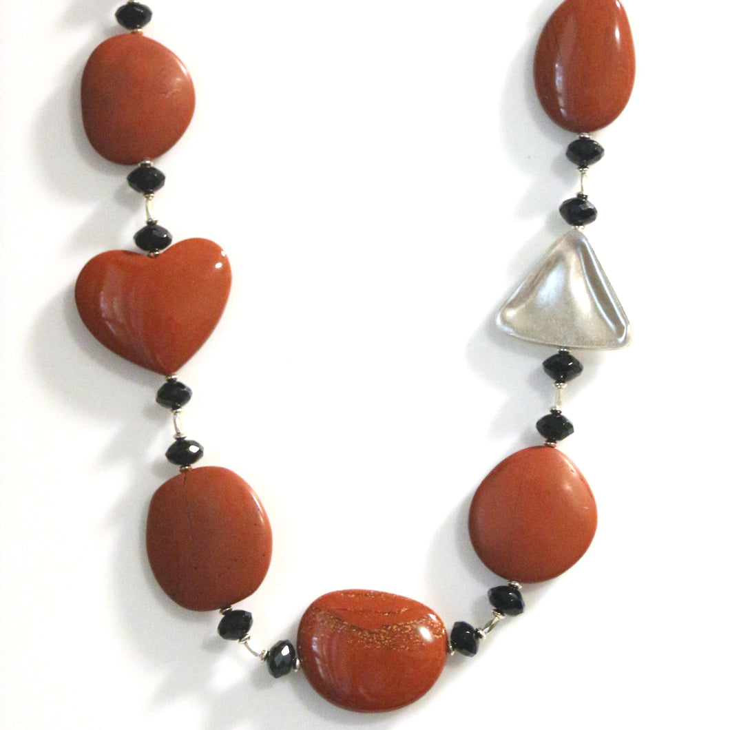 Australian Handmade Orange Necklace with Red Jasper Onyx and Sterling Silver