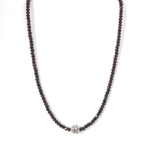 Australian Handmade Red Garnet Necklace with Sterling Silver Decorative Bead