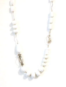 Australian Handmade White Necklace with Agate White Jade and Sterling Silver