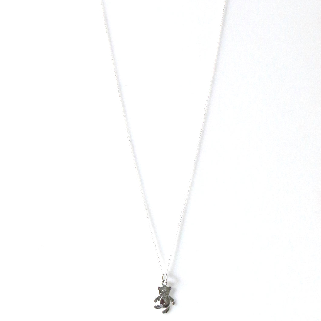 Sterling Silver Necklace with Teddy Bear