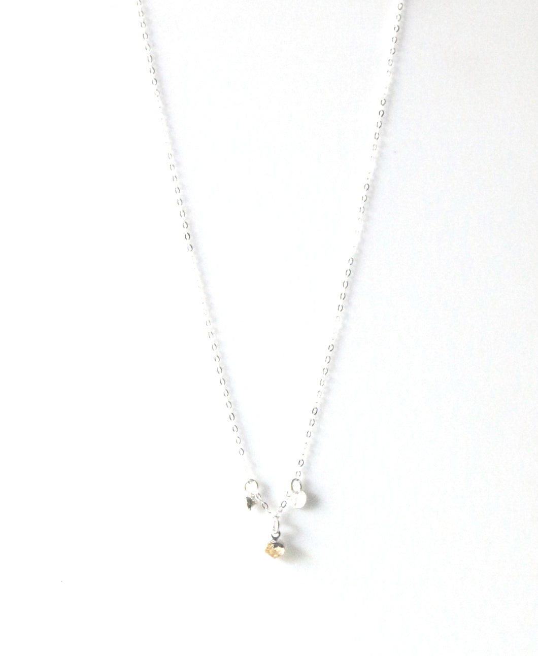 Sterling Silver Necklace with Citrine and Sterling Silver Charms