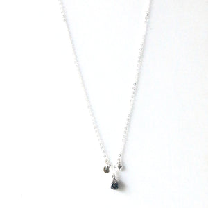 Sterling Silver Onyx and Charm Necklace