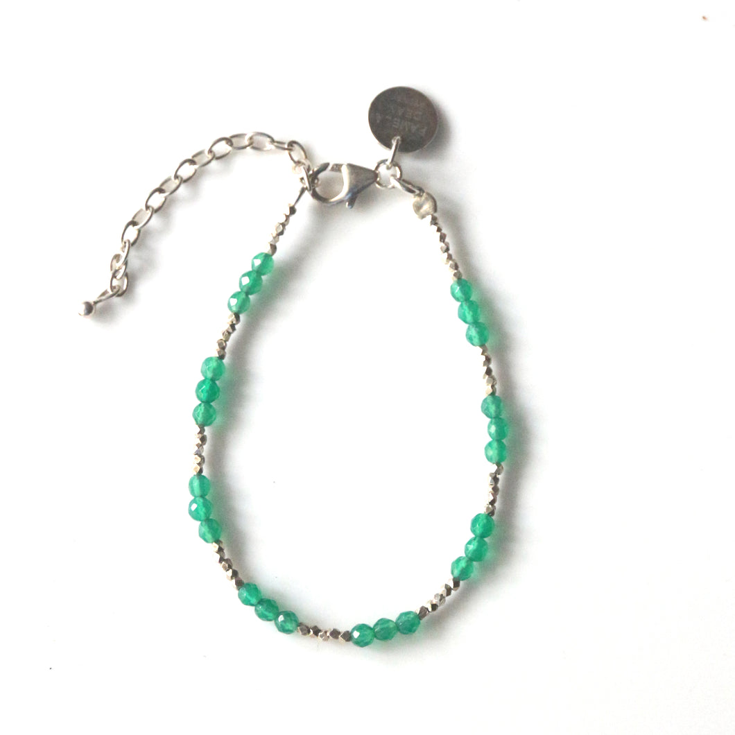 Green Bracelet with Green Onyx and Sterling Silver