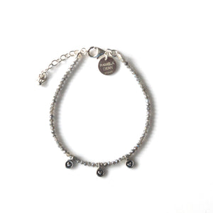 Grey Facetted Labradorite and Sterling Silver Heart Bracelet