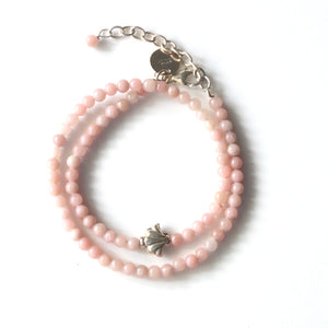 Pink Double Wrap Bracelet with Aragonite and Sterling Silver