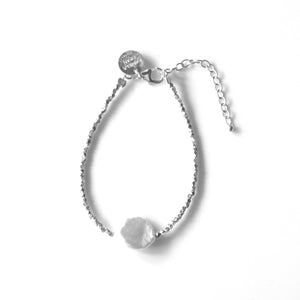 White Pearl Bracelet with Keshi Pearl and Sterling Silver