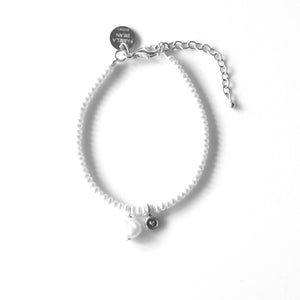 White Pearl Bracelet with Sterling Silver Heart and Keshi Pearl