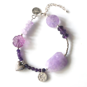 Purple Bracelet with Light and Dark Amethyst Fluorite and Sterling Silver