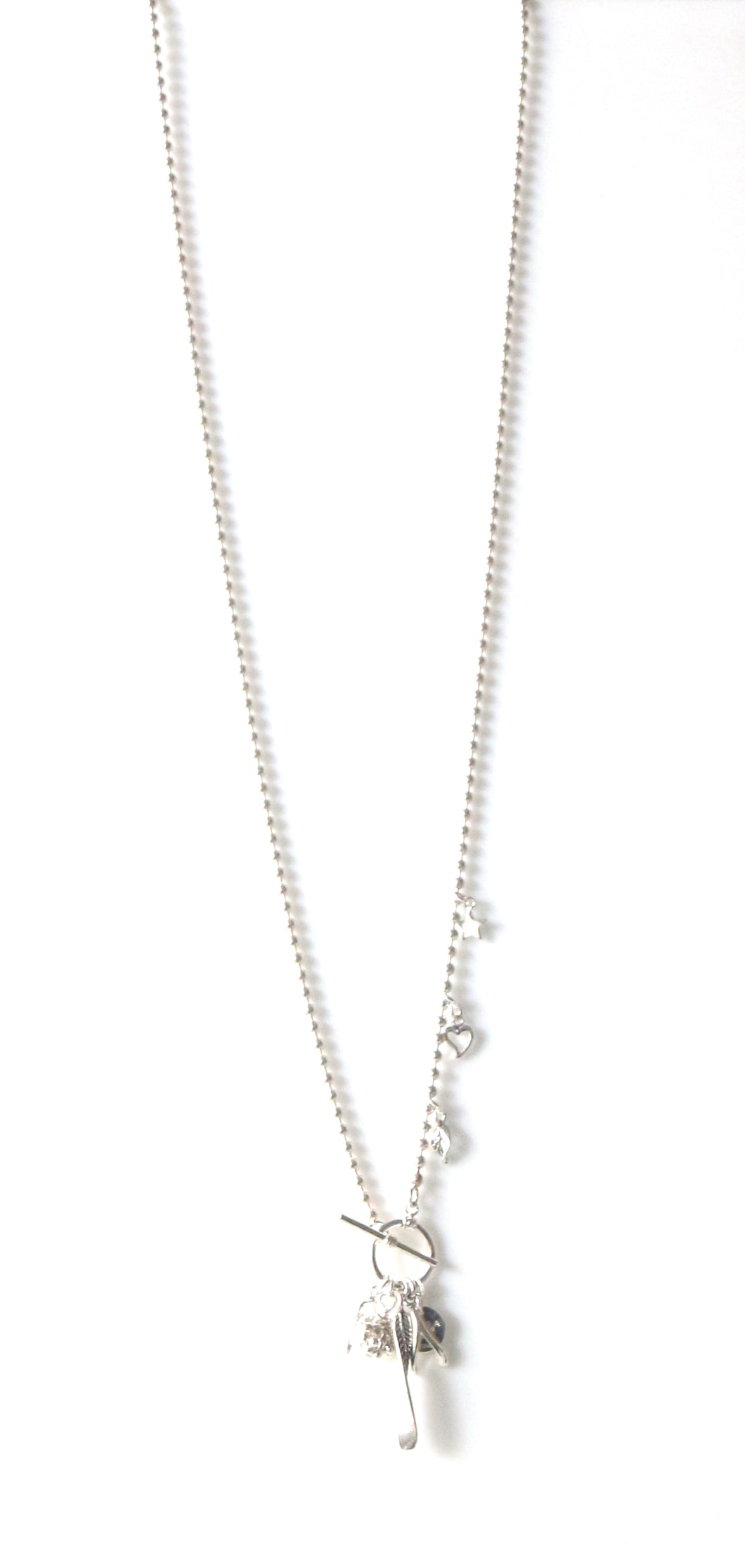 Sterling Silver Ball Chain Necklace with Charms