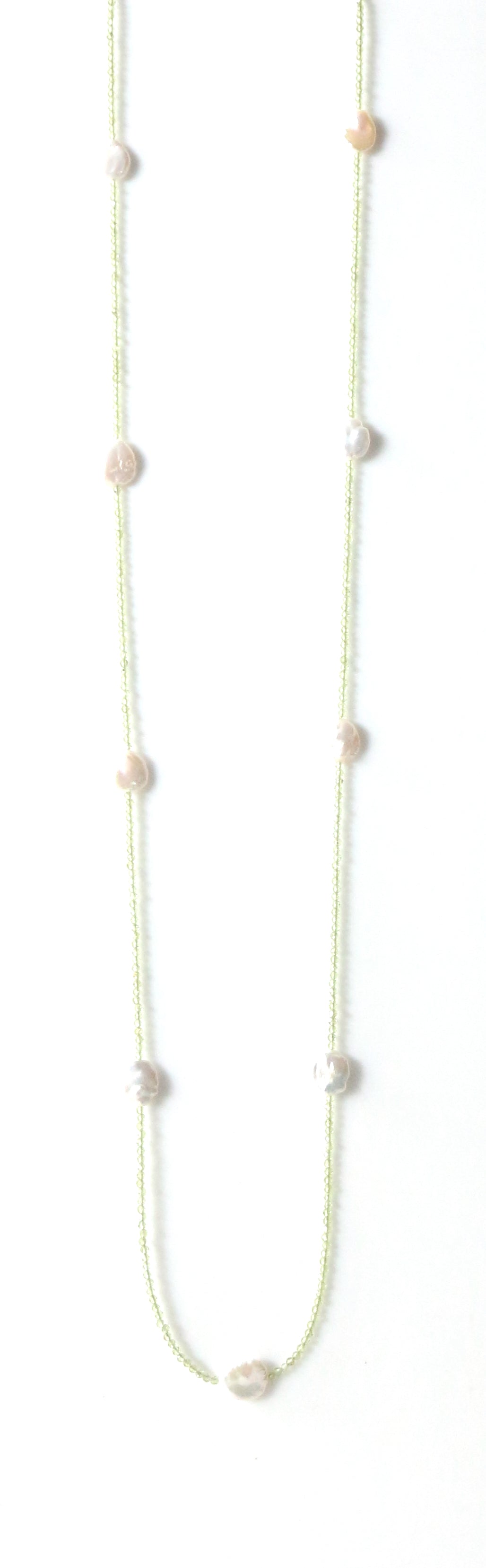 Australian Handmade Green Necklace with Peridot and Keshi Pearls