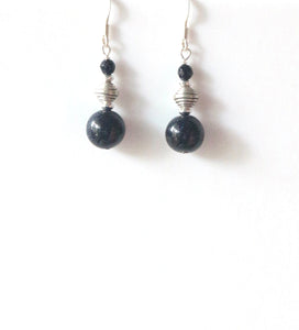 Blue Earrings with Blue Goldstone and Sterling Silver