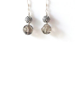 Brown Earrings with Smoky Quartz and Sterling Silver