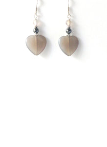Grey Earrings with Grey Agate Hematite and Sterling Silver