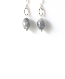 Grey Earrings with Rutile Quartz and Sterling Silver