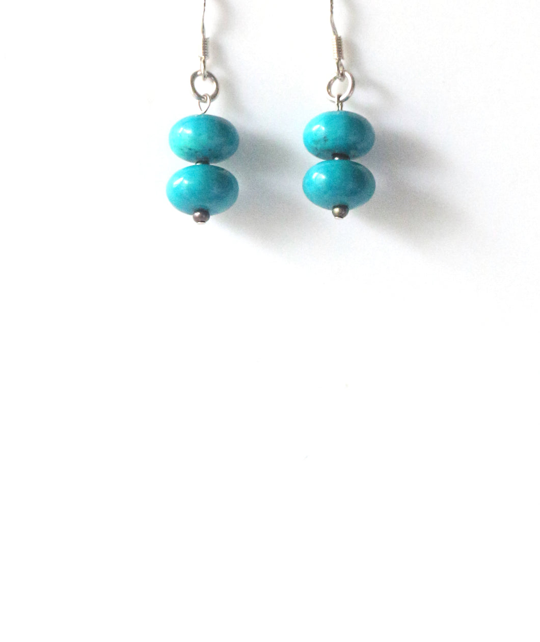 Turquoise Colour Earrings with Howlite Pearls and Sterling Silver