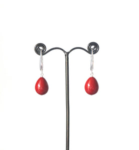 Red Earrings with Sterling Silver Hooks