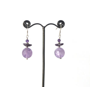 Purple Earrings with Light and Dark Amethyst and Sterling Silver