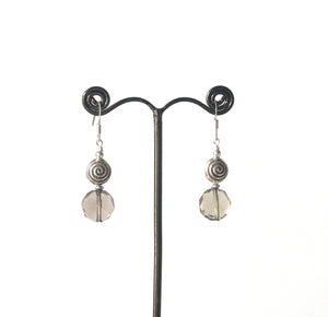 Brown Earrings with Facetted Smoky Quartz and Sterling Silver