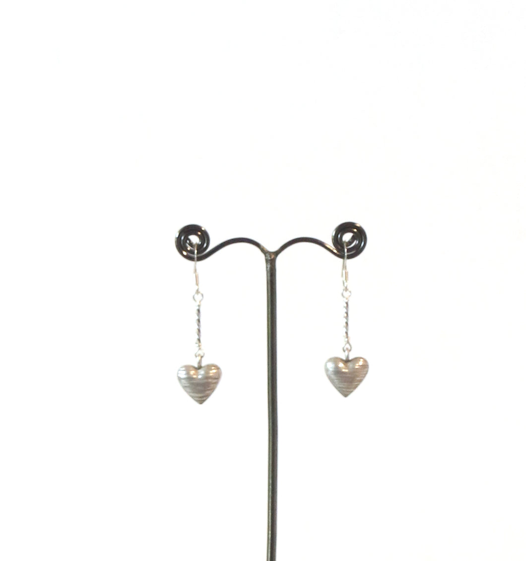 Sterling Silver Oxidised Heart Earrings